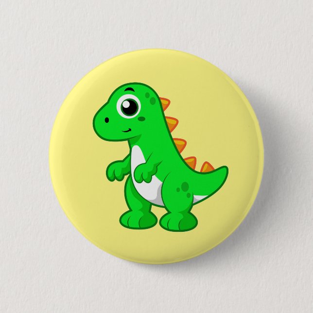 Cute Illustration Of Tyrannosaurus Rex. Button (Front)