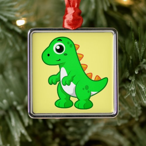 Cute Illustration Of Tyrannosaurus Rex Metal Ornament