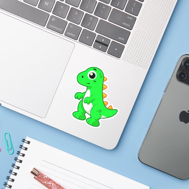 Cute Illustration Of Tyrannosaurus Rex. Sticker (Laptop w/ iPhone)