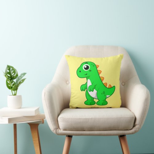 Cute Illustration Of Tyrannosaurus Rex Throw Pillow