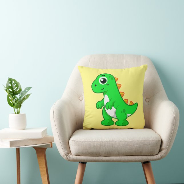 Cute Illustration Of Tyrannosaurus Rex. Throw Pillow (Chair)