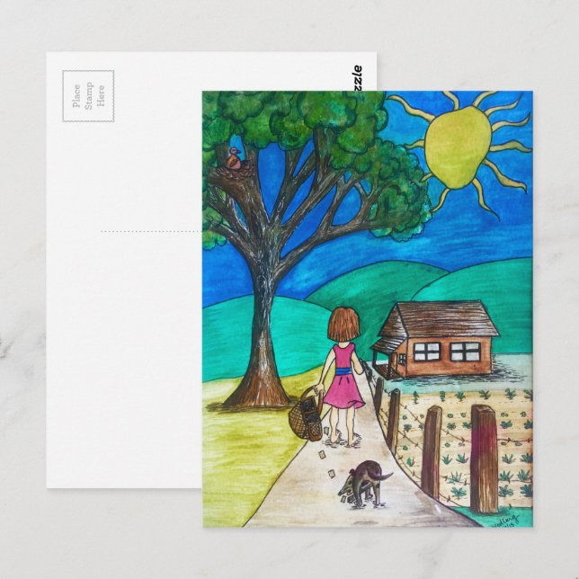 Cute Illustration "On the Way Home" Postcard (Front/Back)