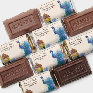 Cute ilustreated Peacock couple name candy favors