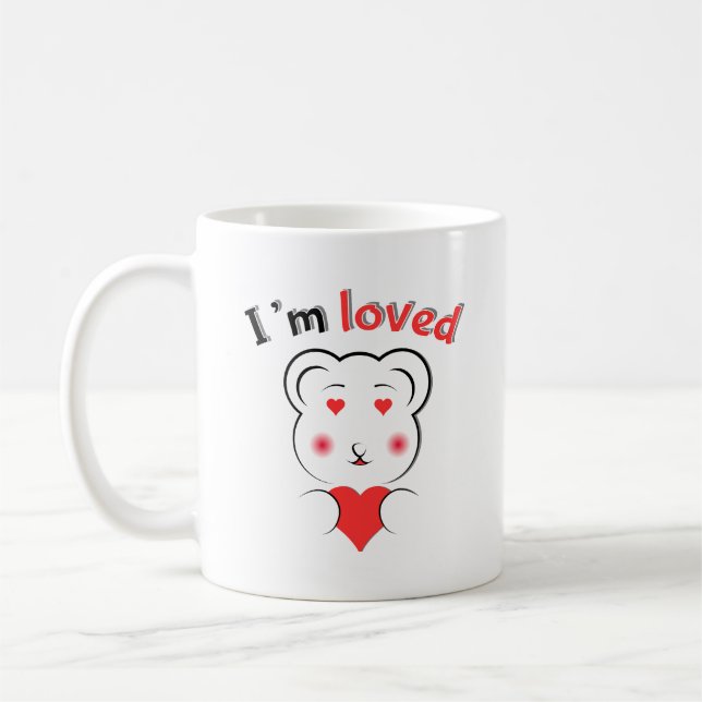 Cute I'm Loved Bear Mug – Minimalist Bear Face wit (Left)