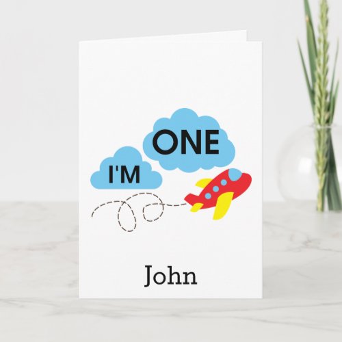 Cute IM One Plane Boy 1st Birthday Card