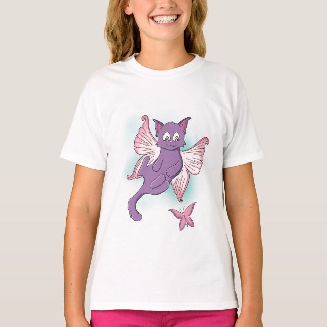 Cute Imaginative Fairy Cat T-Shirt (Front)
