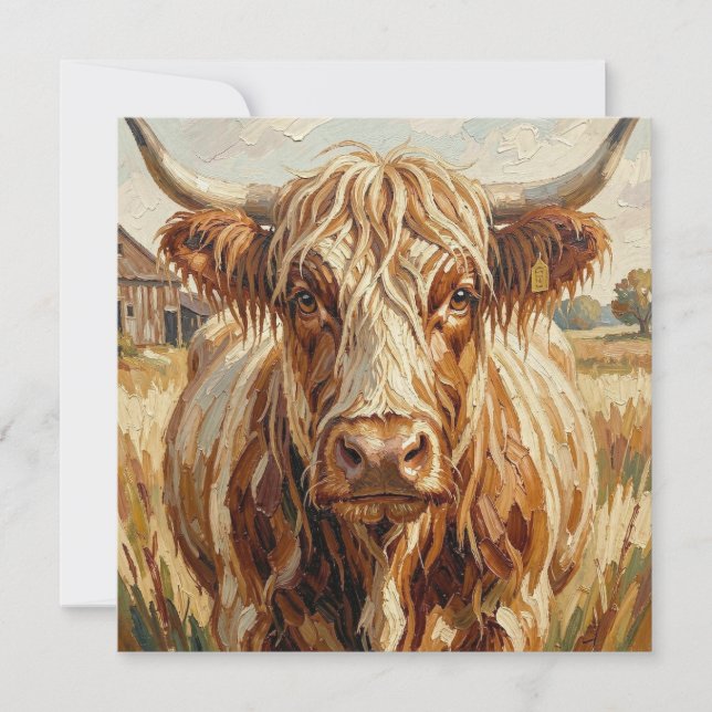 Cute Impasto Cow Art Blank Card (Front)