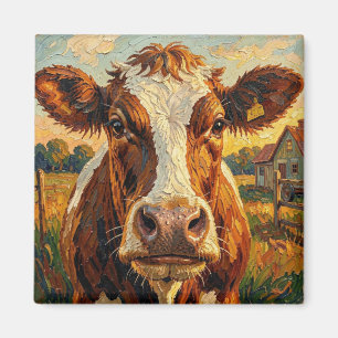Cute Impasto Cow on Farm Magnet
