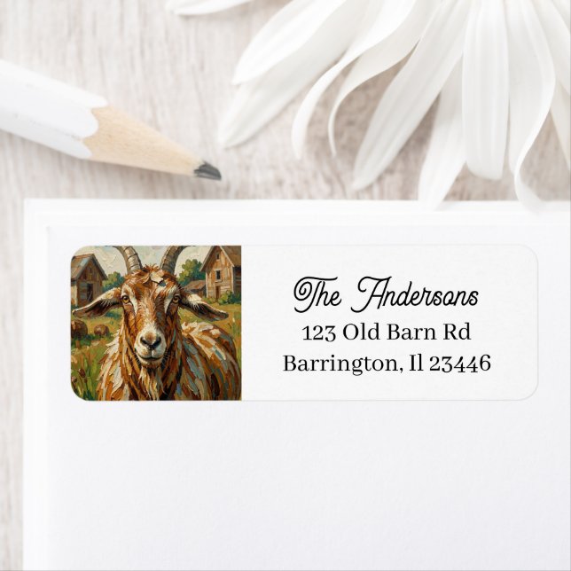 Cute Impastos Farm Animal Goat   Label (Insitu)