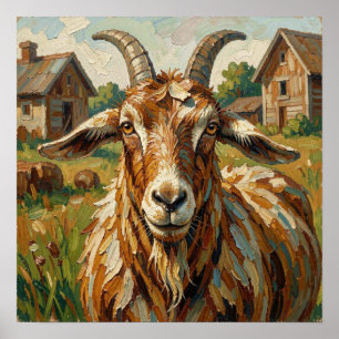 Cute Impastos Farm Animal Goat Poster