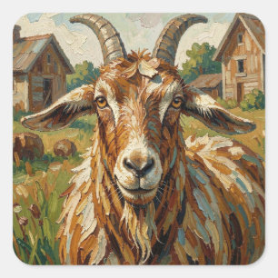 Cute Impastos Farm Animal Goat Square Sticker