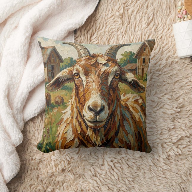 Cute Impastos Farm Animal Goat   Throw Pillow (Blanket)