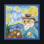 Cute impressionist cat, Van Gogh, Starry Night Magnet<br><div class="desc">You may recognize that this painting is a bit similar to Vincent van Gogh's "Starry Night, " with a few little twists.  This image is also available on other products in my Zazzle store.</div>