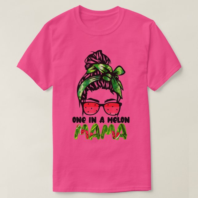 Cute In A Melon Mama Messy Bun Watermelon Summer ( T-Shirt (Design Front)