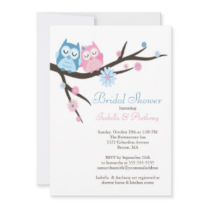 Cute in love Owl Couple Bridal Shower Invitation
