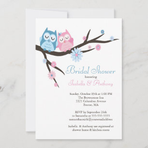 Cute in love Owl Couple Bridal Shower Invitation