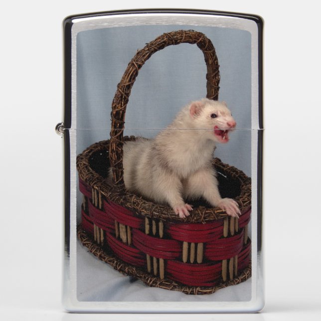 Cute in the Basket Ferret Zippo Lighter (Front)
