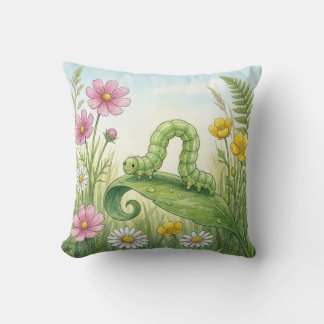 Cute Inchworm Tiny Insects Throw Pillow