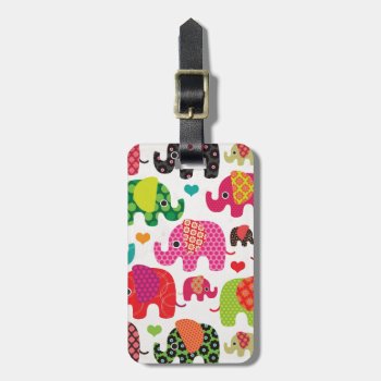 Cute India Elephant Festival Pattern Travel Tag by designalicious at Zazzle