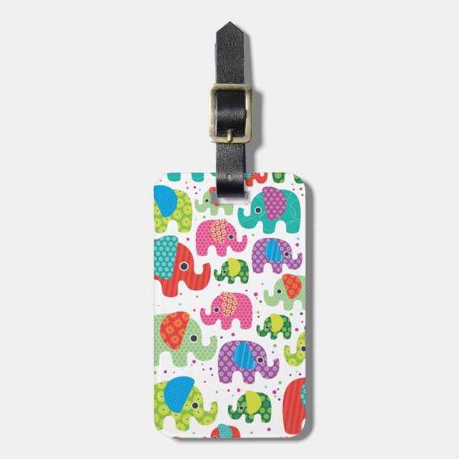 Cute india elephant kids pattern travel tag (Front Vertical)