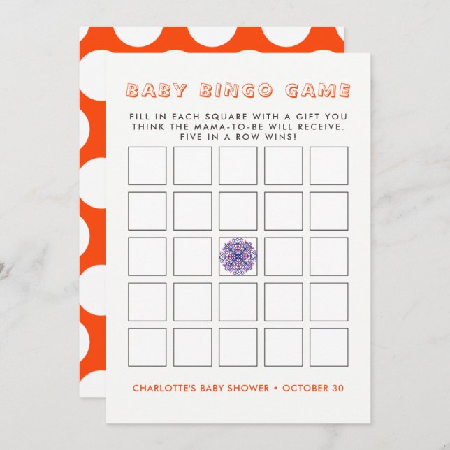 Cute Indian Elephant Rustic Baby Shower Bingo Game Invitation (Front/Back)