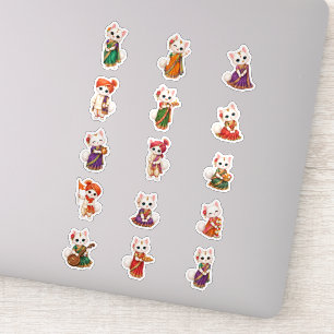 Cute Indian Festive Cat Saree Sherwani Sticker
