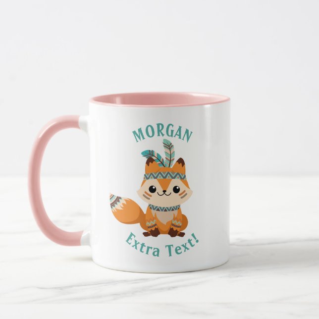 Cute Indian Fox, Personalize Name & Message Mug (Left)