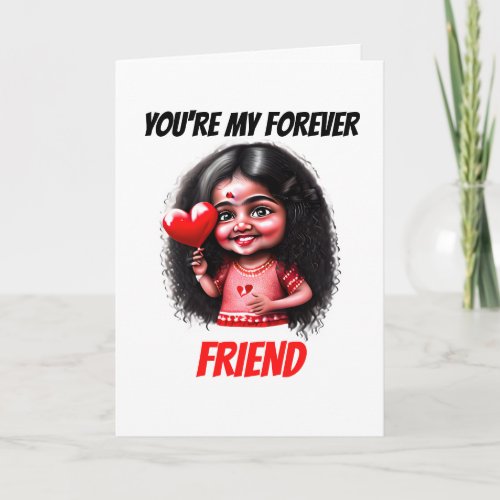 Cute Indian girl my forever friend besties bff Holiday Card