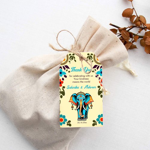 Cute Indian wedding elephant thank you favor Gift Tags