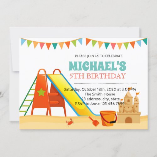 Cute indoor playground party invitation