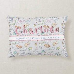 Cute Infant Baby Diapers, Bottles and Toys Accent Pillow