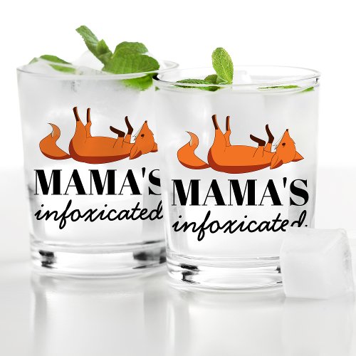 Cute Infoxicate Fox Mom Gift Who Loves Drinking Whiskey Glass