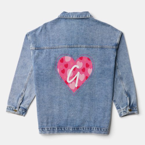 Cute Initial Monogram Letter G He Pattern For Wome Denim Jacket