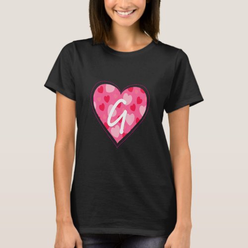 Cute Initial Monogram Letter G He Pattern For Wome T_Shirt