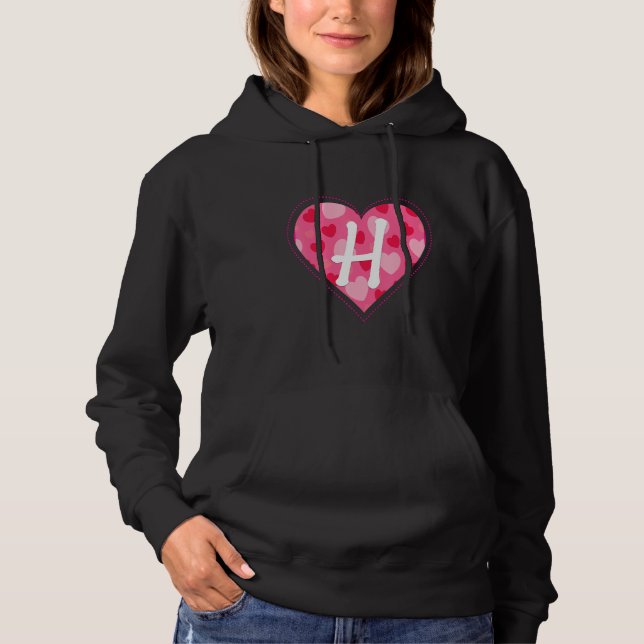 Cute Initial Monogram Letter H Heart Pattern For W Hoodie (Front)