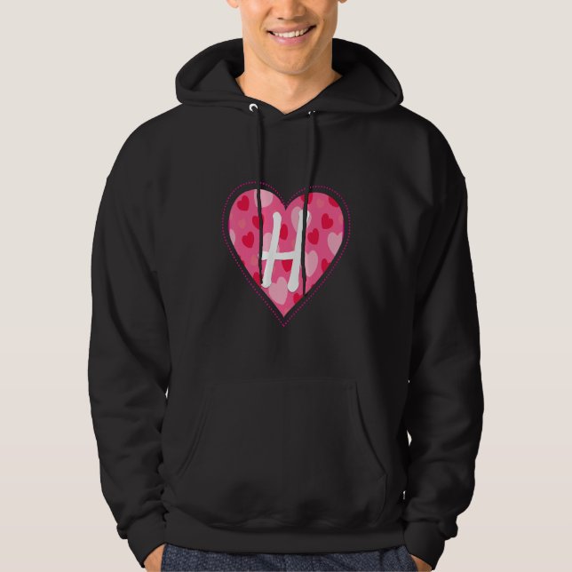Cute Initial Monogram Letter H Heart Pattern For W Hoodie (Front)