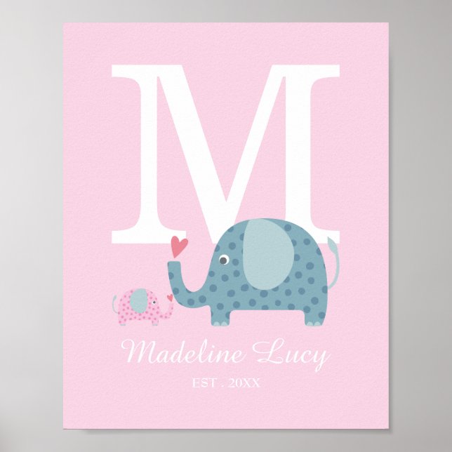 Cute Initial Monogram Nursery Poster (Front)