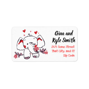 Cute Ink Doodle Elephant Mailing Address Labels