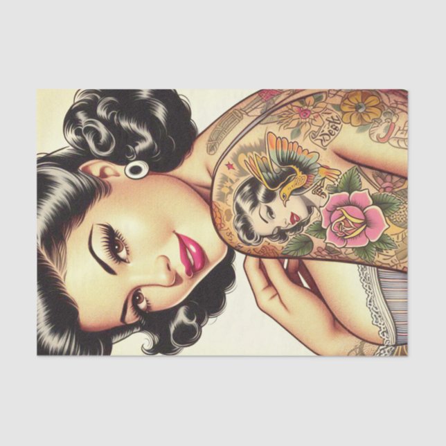 Cute Inked Girl Tissue Paper (Front)
