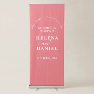 Cute Inline Modern Wedding Welcome Pink Retractable Banner
