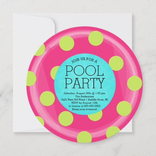 Cute Inner Tube Floatie Summer Pool Party Invitation
