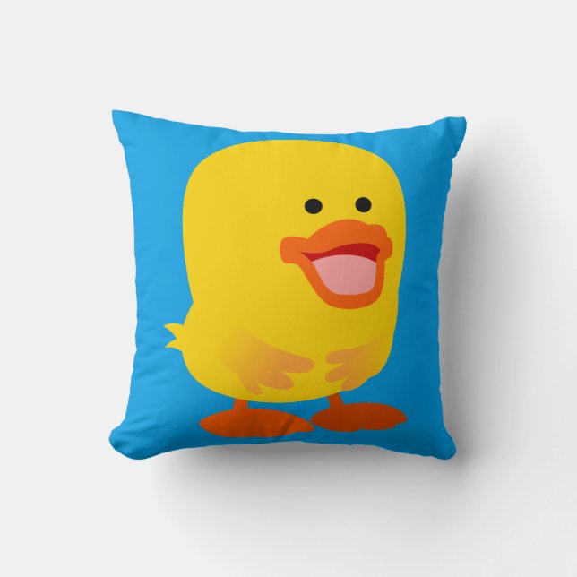 Cute Innocent Cartoon Duckling Throw Pillow (Front)