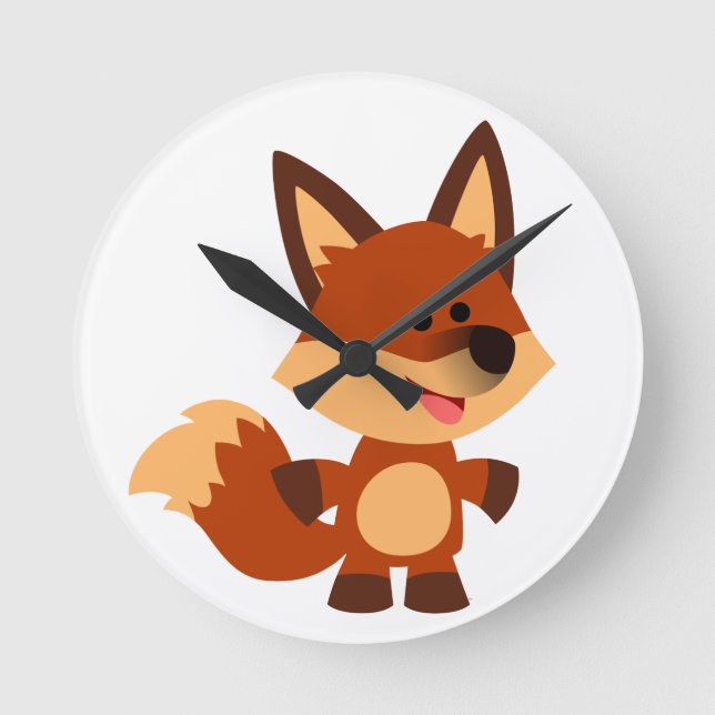 Cute Innocent Cartoon Fox Wall Clock (Front)