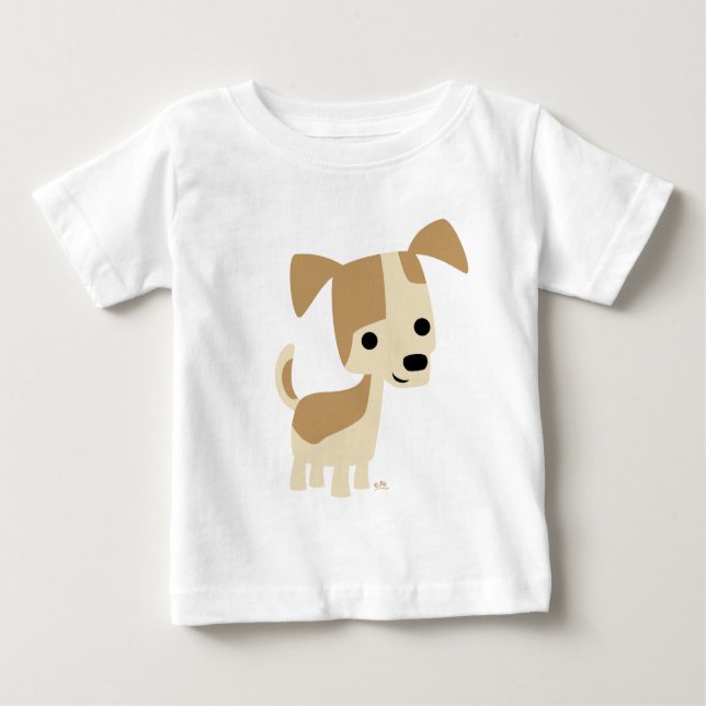 Cute Inquisitive Cartoon Dog Baby T-shirt (Front)