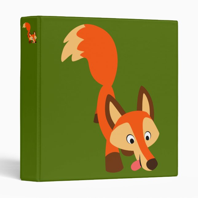 Cute Inquisitive Cartoon Fox 3 Ring Binder (Front/Spine)