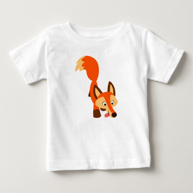 Cute Inquisitive Cartoon Fox Baby T-Shirt (Front)