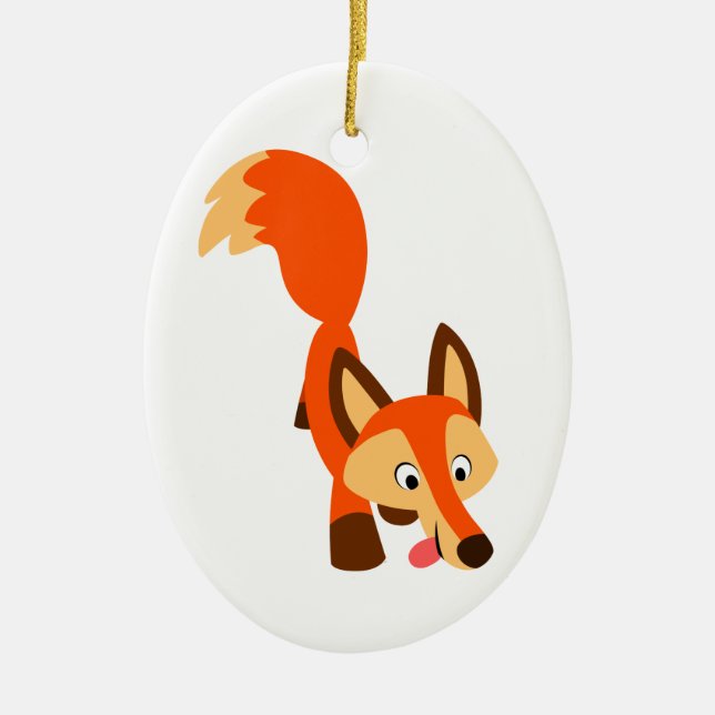 Cute Inquisitive Cartoon Fox Ornament (Front)