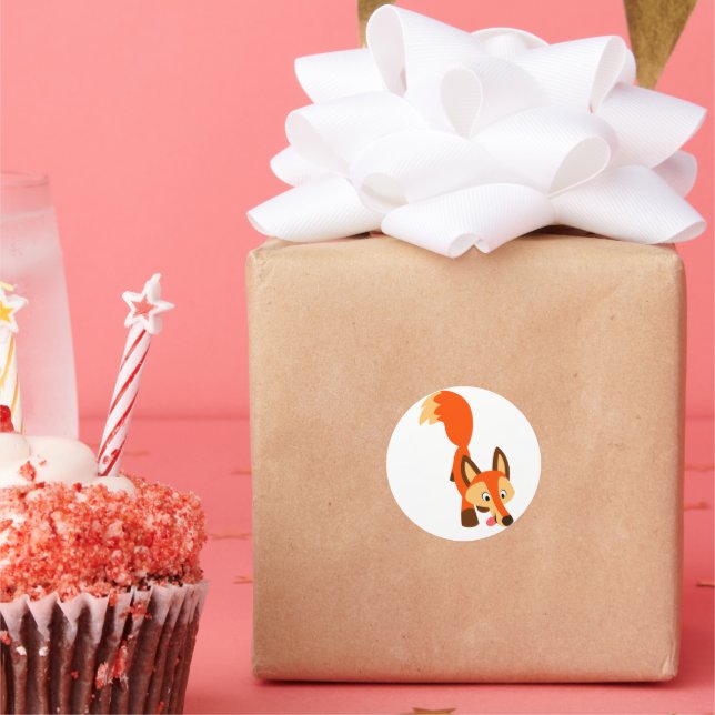 Cute Inquisitive Cartoon Fox Sticker (Party)