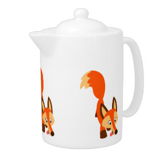 Cute Inquisitive Cartoon Fox Teapot
