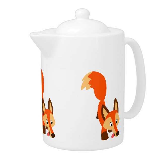 Cute Inquisitive Cartoon Fox Teapot (Right)
